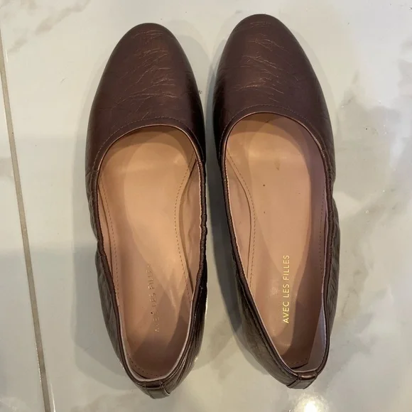 Anthropologie | Avec Les Filles | Bronze Crinkled Metallic Ballet Shoe - Picture 7 of 16